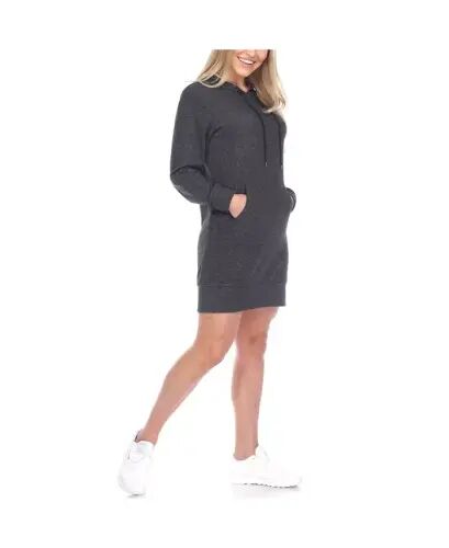 Women's Hoodie Sweatshirt Dress - Charcoal - White Mark (1)