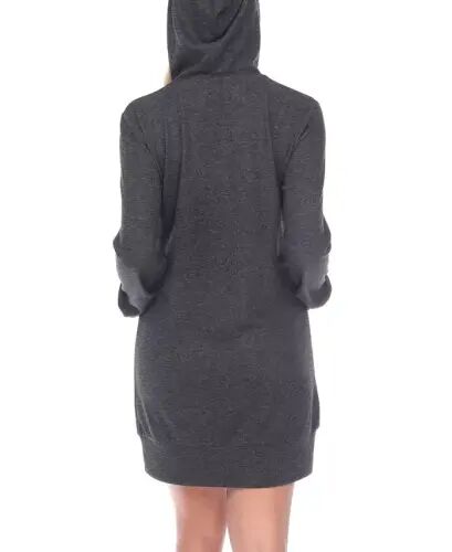 Women's Hoodie Sweatshirt Dress - Charcoal - 5