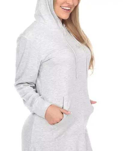 Women's Hoodie Sweatshirt Dress-Light Gray - 4