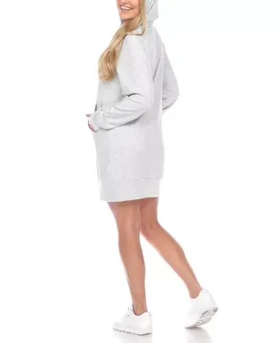 Women's Hoodie Sweatshirt Dress-Light Gray - 5