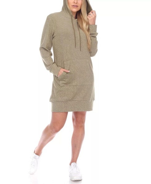 Women's Hoodie Sweatshirt Dress Light Green - 2