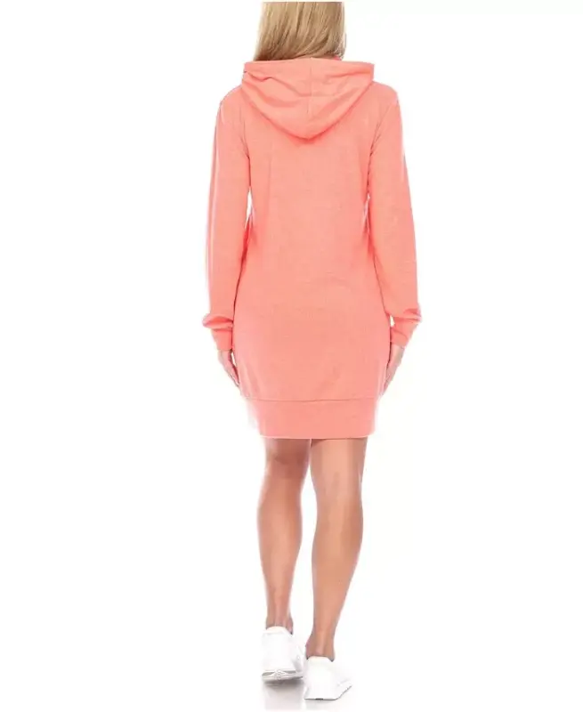 Women's Hoodie Sweatshirt Dress - Light Pink - 5