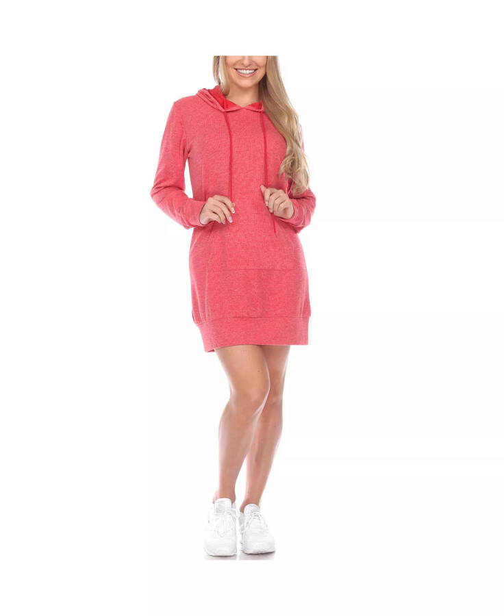 Women's Hoodie Sweatshirt Dress Medium Red - 1