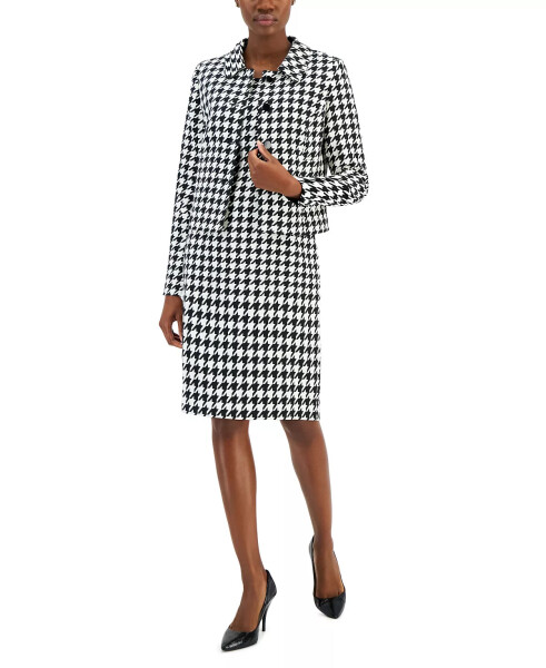 Women's Houndstooth Jacket & Dress Set Black/Ivory - 1