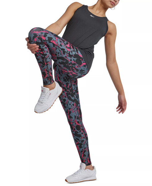 Women's ID Printed Full-Length Leggings Black/bold Pink - 1