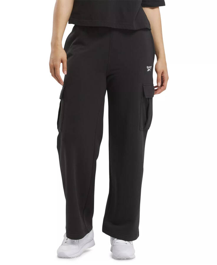 Women's Identity Mid-Rise Fleece Cargo Sweatpants Black - 1