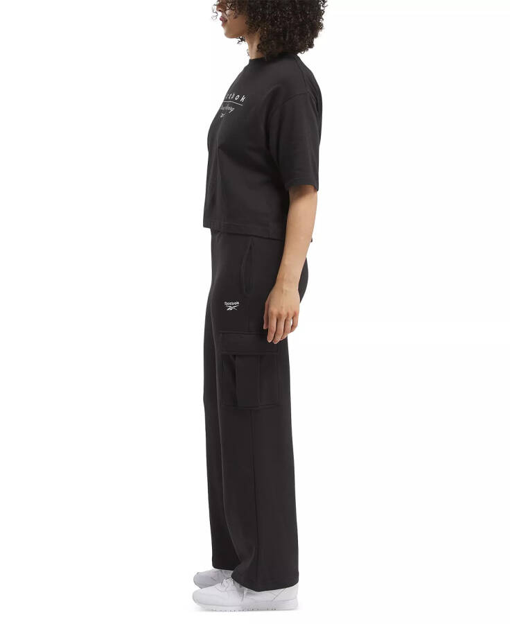 Women's Identity Mid-Rise Fleece Cargo Sweatpants Black - 3