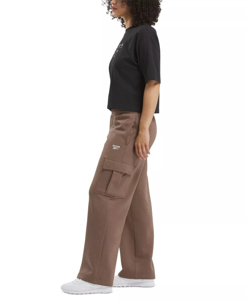 Women's Identity Mid-Rise Fleece Cargo Sweatpants Brown - 3