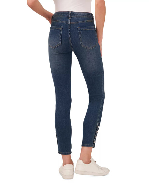 Women's Imitation-Pearl-Trim High-Rise Skinny Jeans Mid Indigo - 2