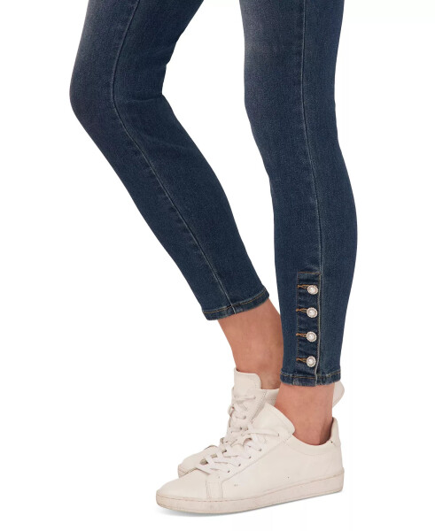 Women's Imitation-Pearl-Trim High-Rise Skinny Jeans Mid Indigo - 3