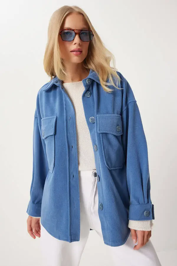 Women's Indigo Blue Pocket Blazer NV00071 - 1