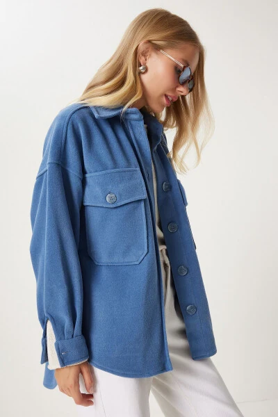 Women's Indigo Blue Pocket Blazer NV00071 - 3