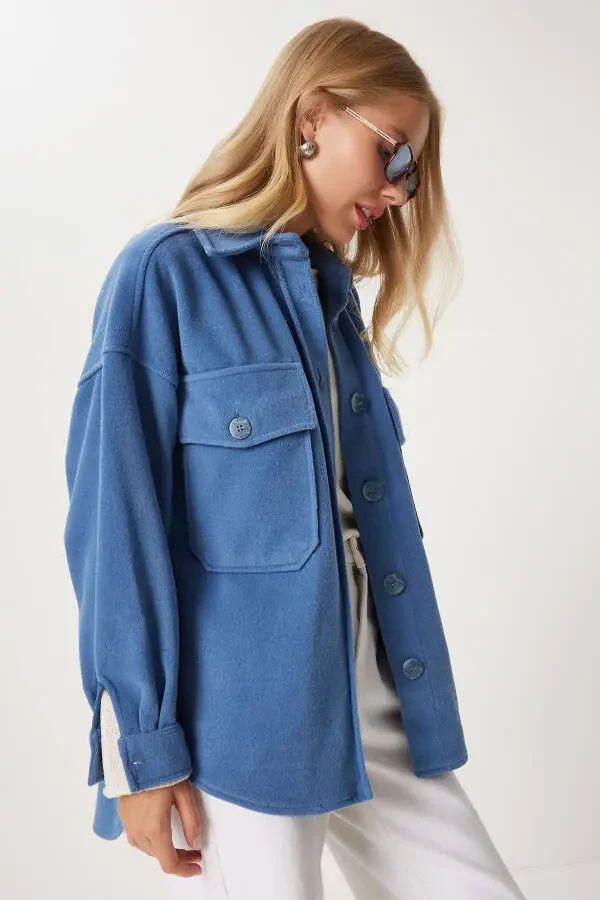 Women's Indigo Blue Pocket Blazer NV00071 - 3