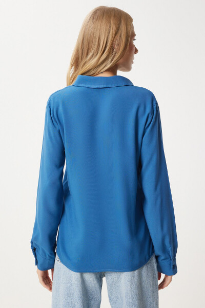 Women's Indigo Blue Relaxed Fit Viscose Shirt TO0015 - 5