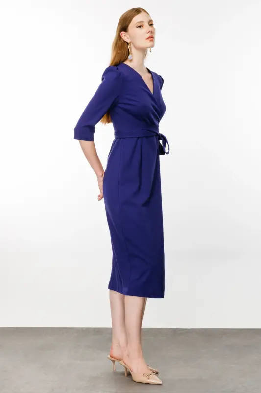 Women's Indigo Crossover Dress-INDIGO - 5