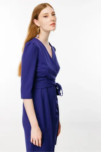 Women's Indigo Crossover Dress-INDIGO - 6