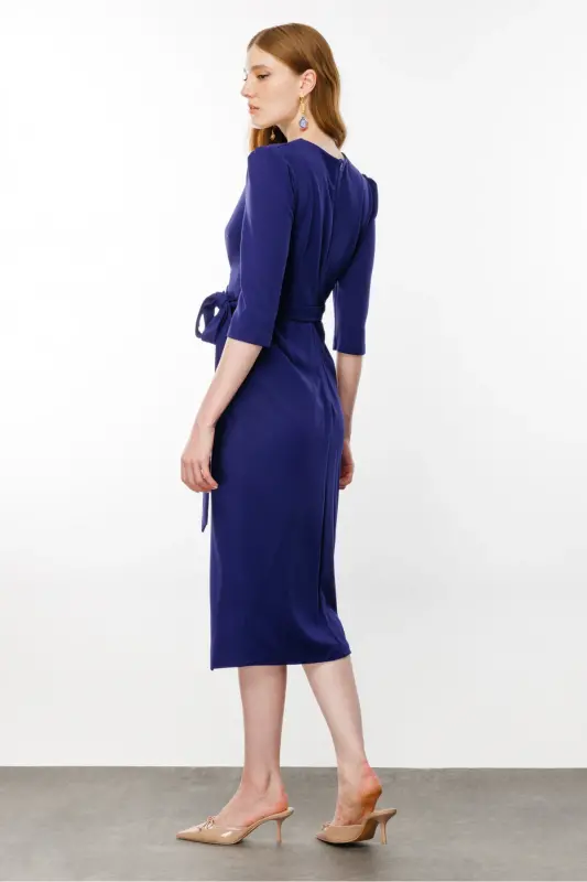 Women's Indigo Crossover Dress-INDIGO - 7