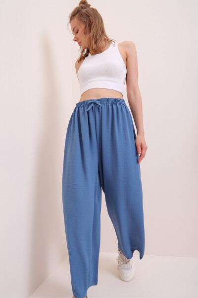 Women's Indigo Elastic Waistband Relaxed Fit Aerobic Pants - 3