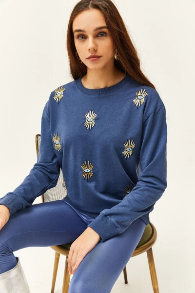 Women's Indigo Eye Embroidered Sweatshirt SWT-19000598 - 2