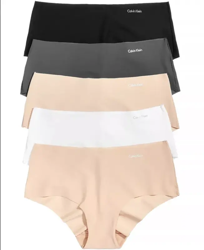 Women's Invisible Hipster 5-Pack Panty QD3557 - Lacy Black/Speakeasy/White - CALVIN KLEIN