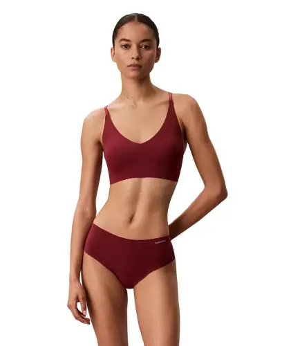 Women's Invisibles Comfort Lightly Lined Triangle Bralette QF5753 - Established Red - Calvin Klein (1)