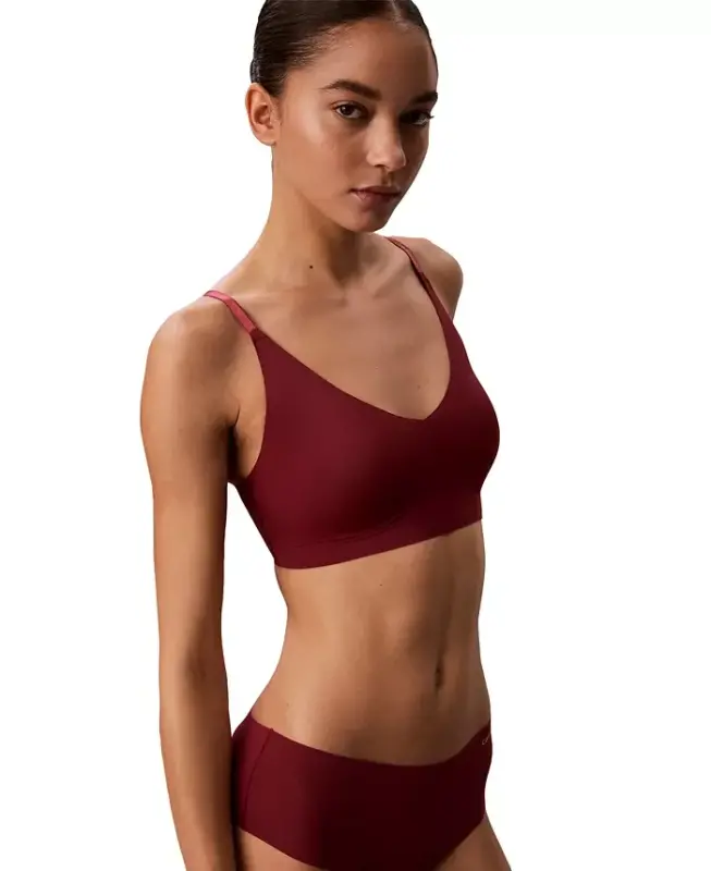 Women's Invisibles Comfort Lightly Lined Triangle Bralette QF5753 - Established Red - 4