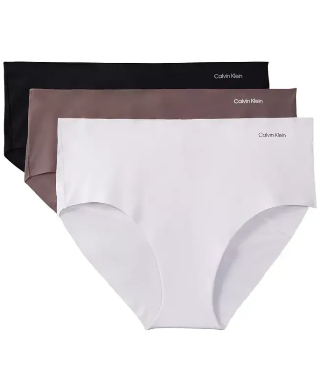 Women's Invisibles Hipster Underwear 3-Pack QD3559 - Black/botanical Brown /Frosty Lilac - CALVIN KLEIN