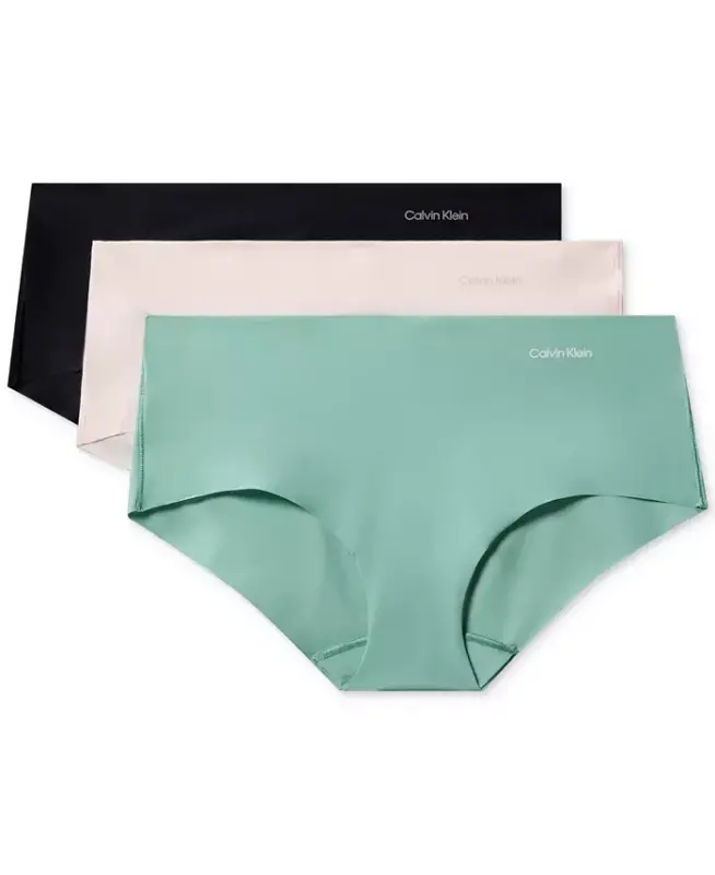 Women's Invisibles Hipster Underwear 3-Pack QD3559 - Charming Green/nymphs Thigh/black - CALVIN KLEIN