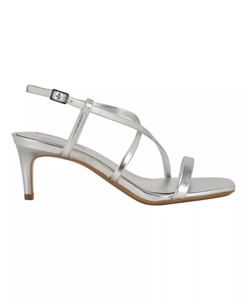 Women's Ishaya Strappy Low Stiletto Sandals - Silver - 7