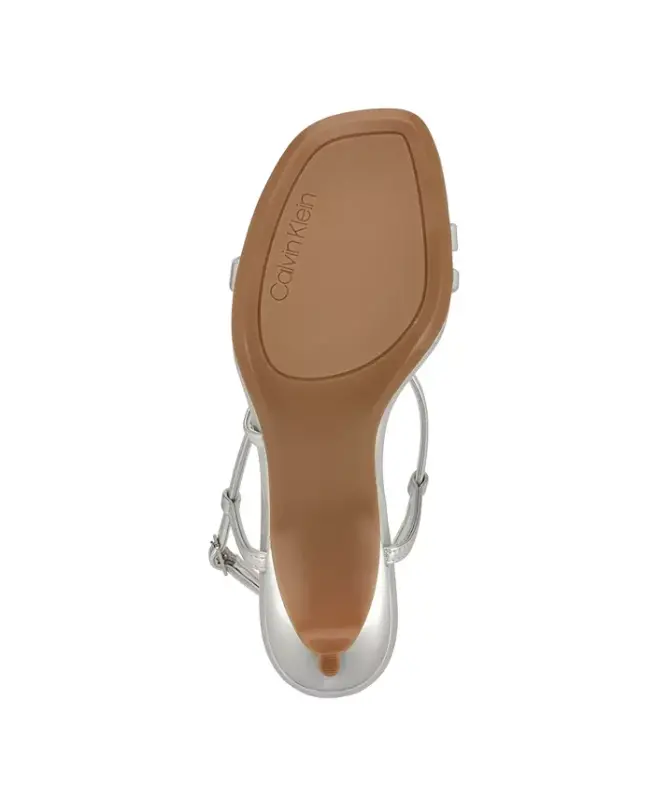 Women's Ishaya Strappy Low Stiletto Sandals - Silver - 5