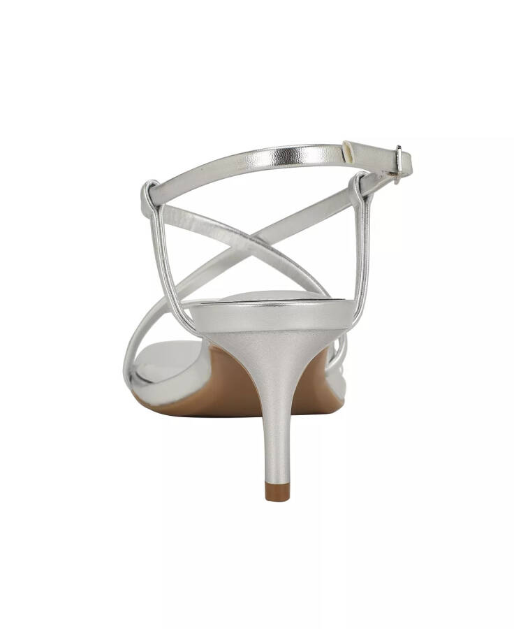 Women's Ishaya Strappy Low Stiletto Sandals-Silver - 8