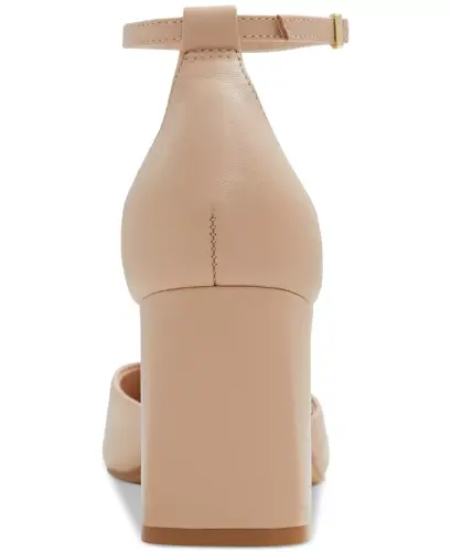 Women's Jan Pointed Toe Ankle-Strap Block-Heel Sandals - Beige Smooth - 3