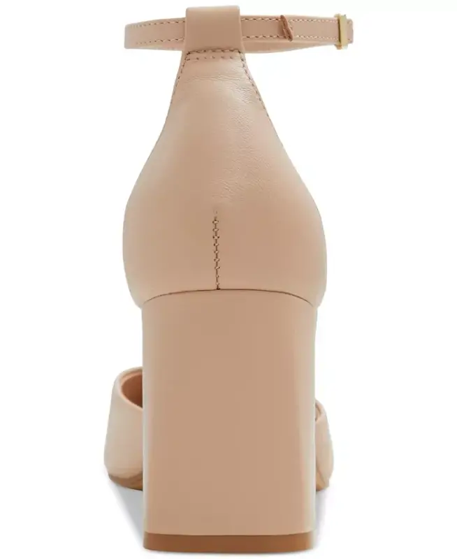Women's Jan Pointed Toe Ankle-Strap Block-Heel Sandals - Beige Smooth - 3