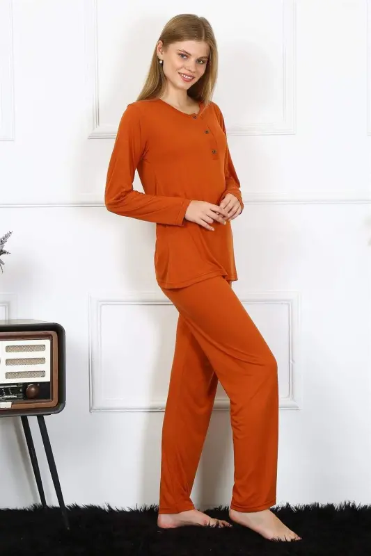 Women's Jersey Long Sleeve Eggplant Pajama Set 4168 - 2