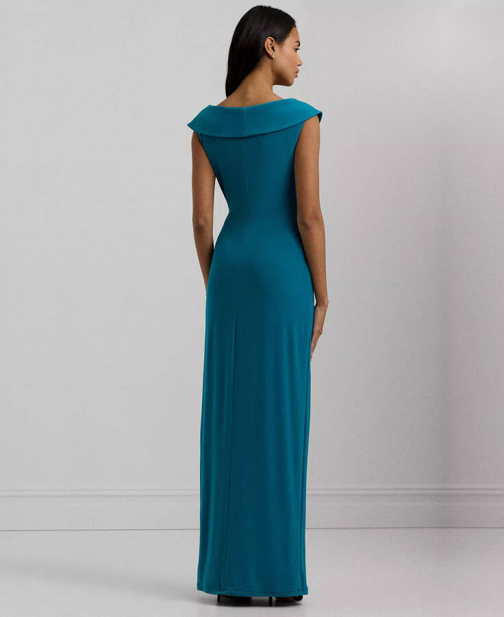 Women's Jersey Off-the-Shoulder Side-Slit Column Gown Blue - 2