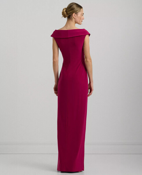 Women's Jersey Off-the-Shoulder Side-Slit Column Gown Fuchsia Berry - 2