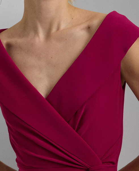 Women's Jersey Off-the-Shoulder Side-Slit Column Gown Fuchsia Berry - 4