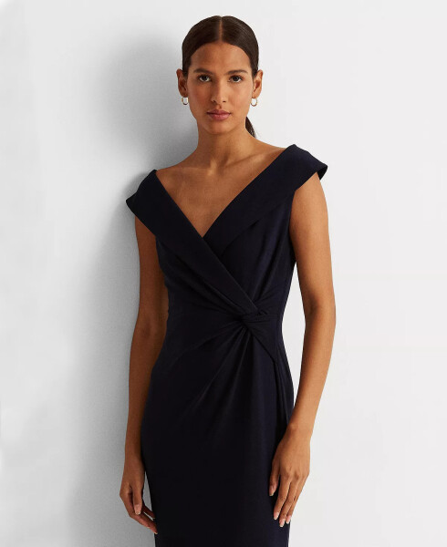 Women's Jersey Off-the-Shoulder Side-Slit Column Gown Lighthouse Navy - 4