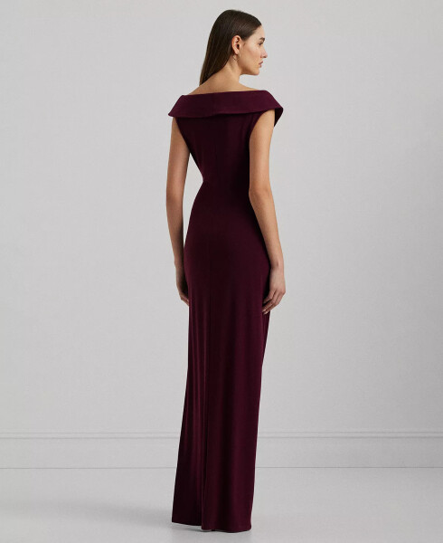 Women's Jersey Off-the-Shoulder Side-Slit Column Gown Pinot Noir - 2