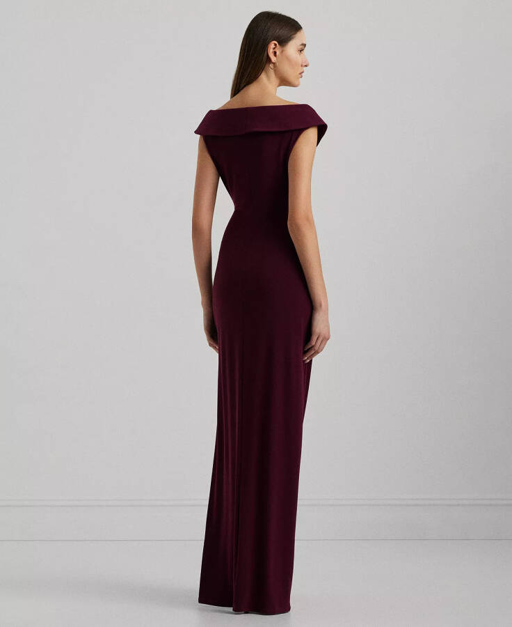 Women's Jersey Off-the-Shoulder Side-Slit Column Gown Pinot Noir - 2