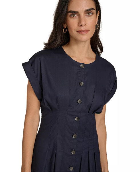 Women's Jewel-Neck Short-Sleeve Shirtdress Indigo - 4