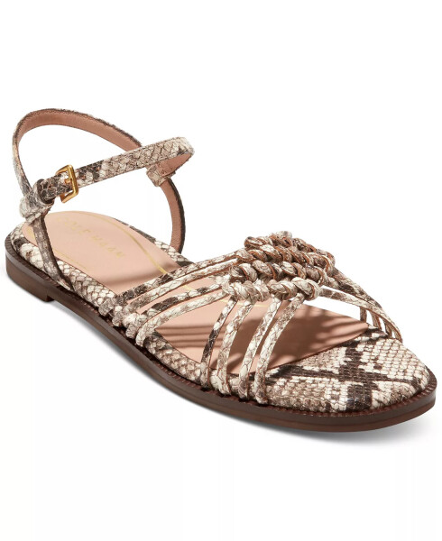 Women's Jitney Ankle-Strap Knotted Flat Sandals Sandollar Soho Snake Print Leather - 1