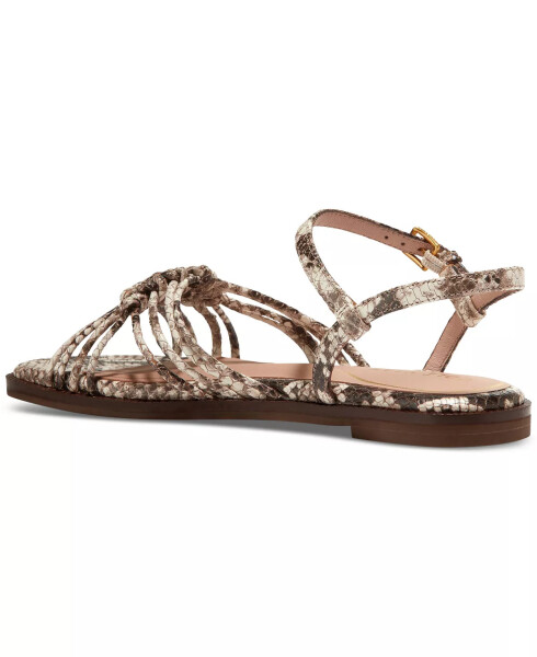 Women's Jitney Ankle-Strap Knotted Flat Sandals Sandollar Soho Snake Print Leather - 3