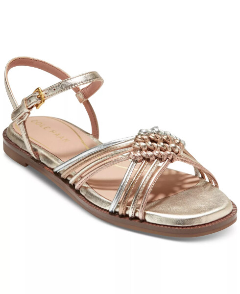 Women's Jitney Ankle-Strap Knotted Flat Sandals Soft Gold, Silver, Rose Gold Talca - 1