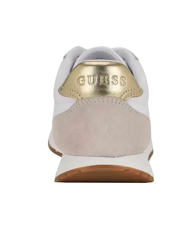 Women's Joggin Lace-Up Retro Jogger Sneakers - White/Beige Suede - 3