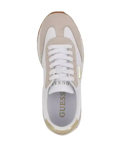 Women's Joggin Lace-Up Retro Jogger Sneakers - White/Beige Suede - 4