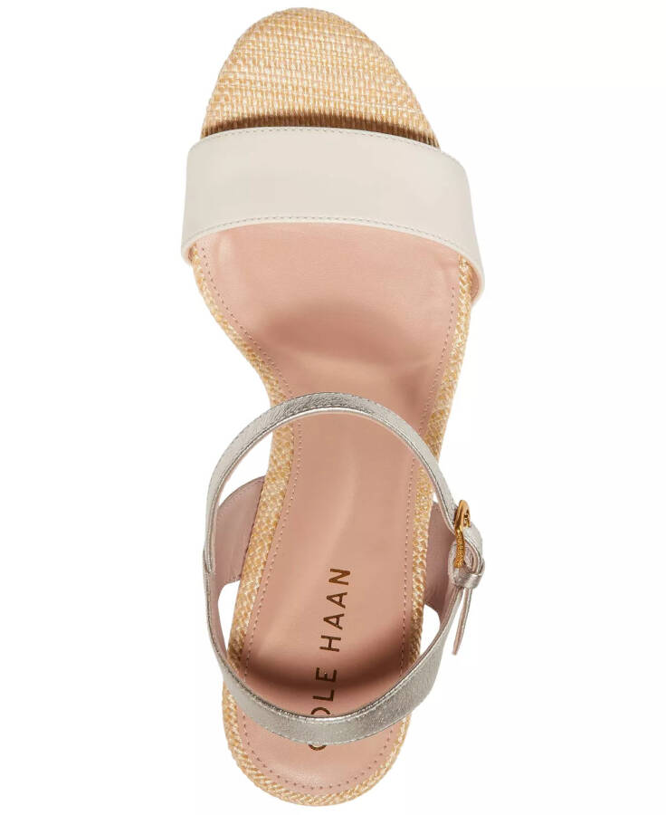 Women's Josie Block-Heel Sandals Ivory, Soft Gold Leather, Natural Woven - 4