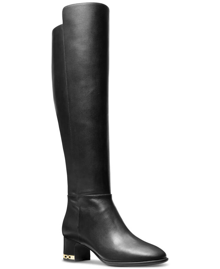 Women's June Leather Knee High Riding Boots Black/ Gold Hardware - 1