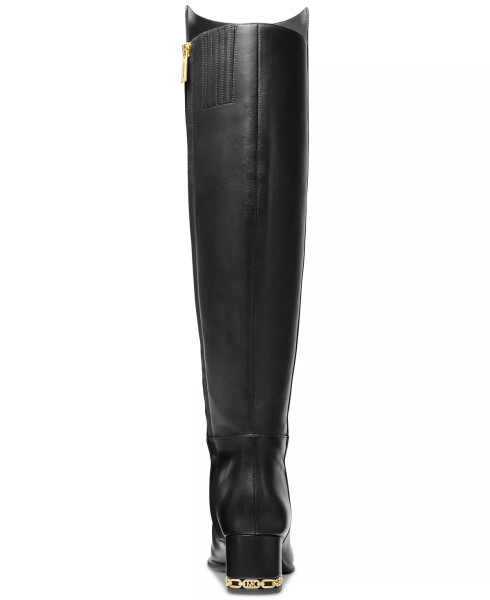 Women's June Leather Knee High Riding Boots Black/ Gold Hardware - 3