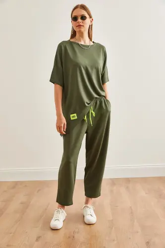 Women's Khaki Asymmetric Blouse Soft Textured Set - OLALOOK (1)